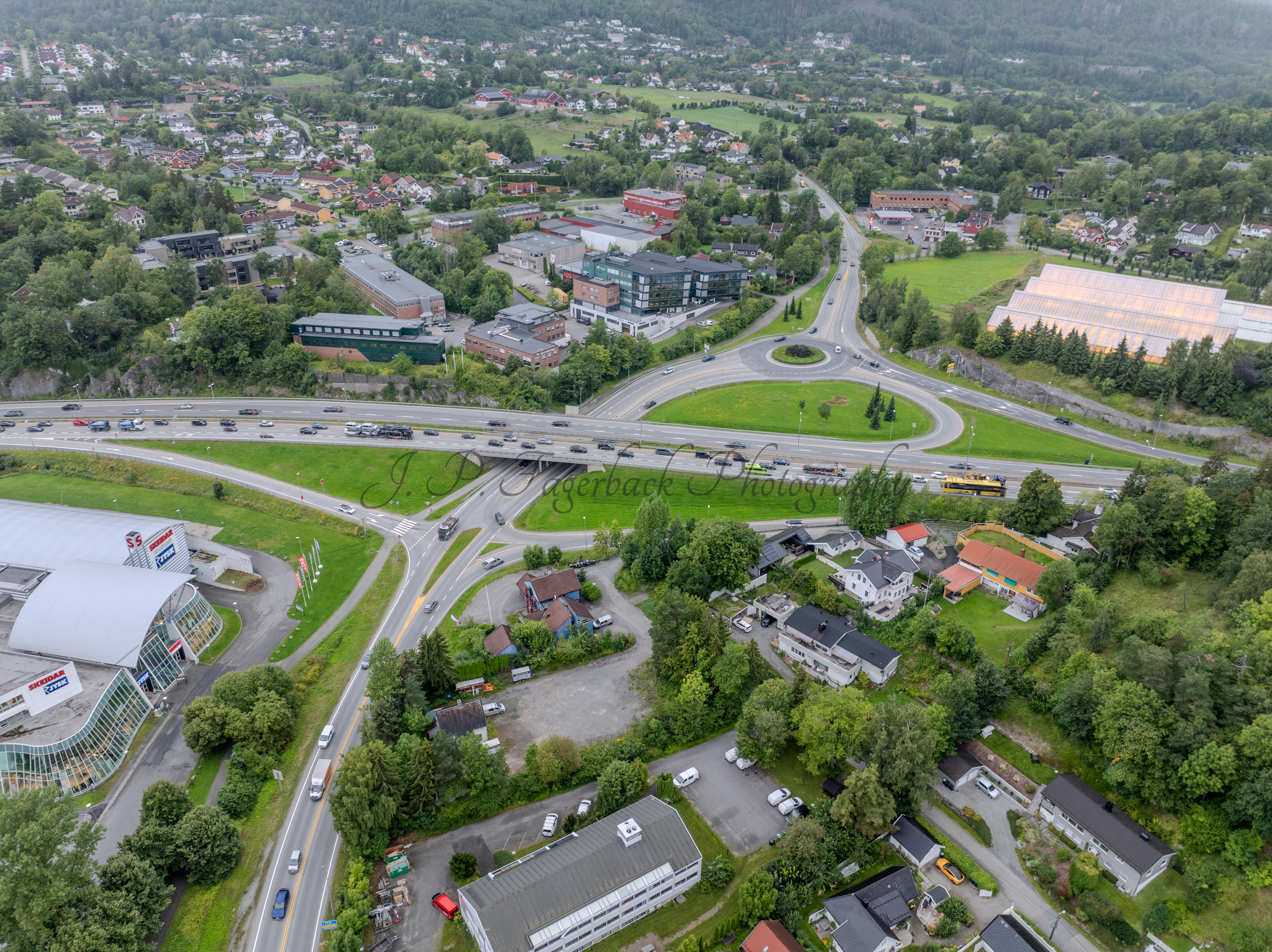 roads with traffic jam on a gloomy day
