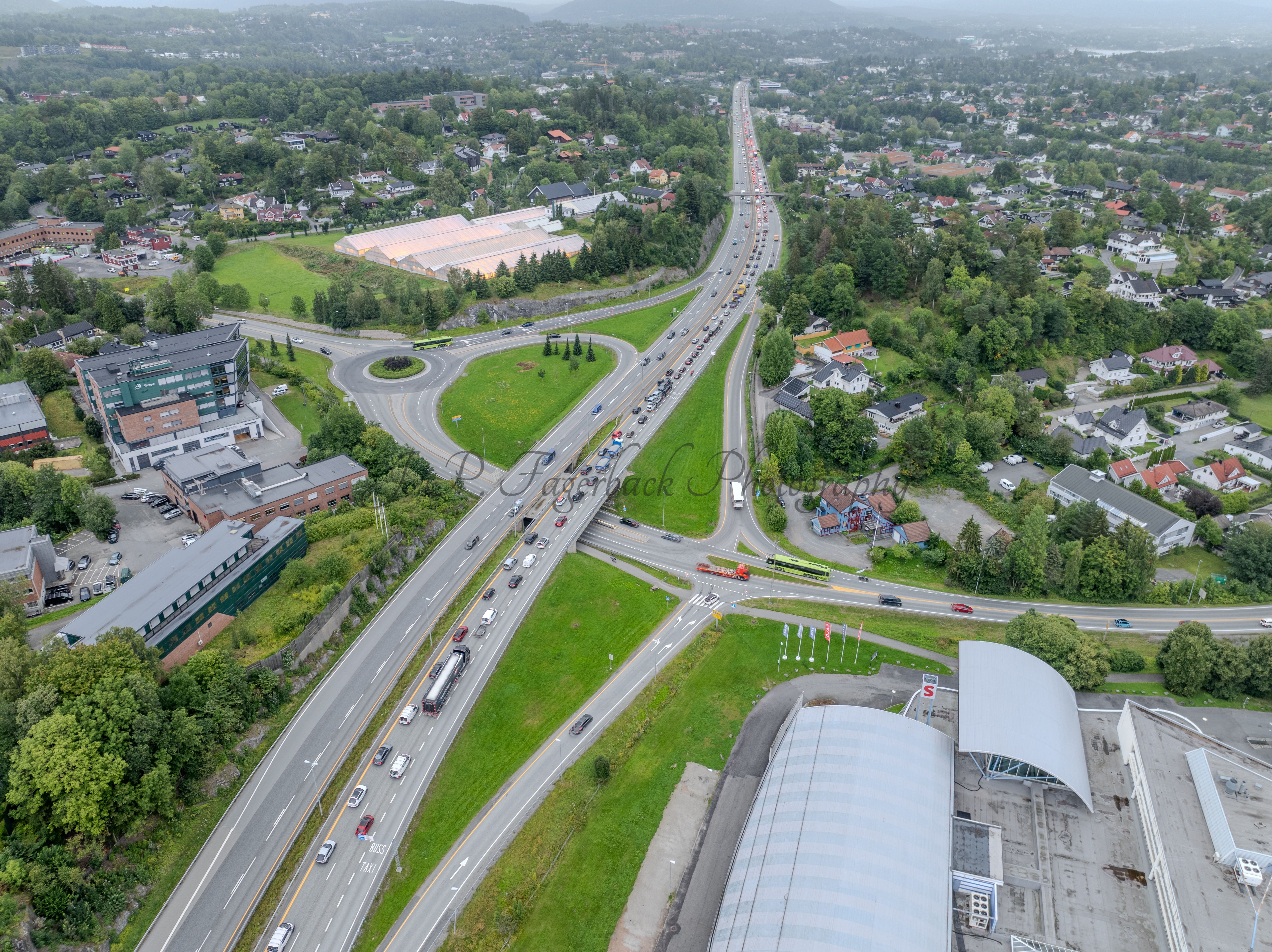 roads with traffic jam on a gloomy day