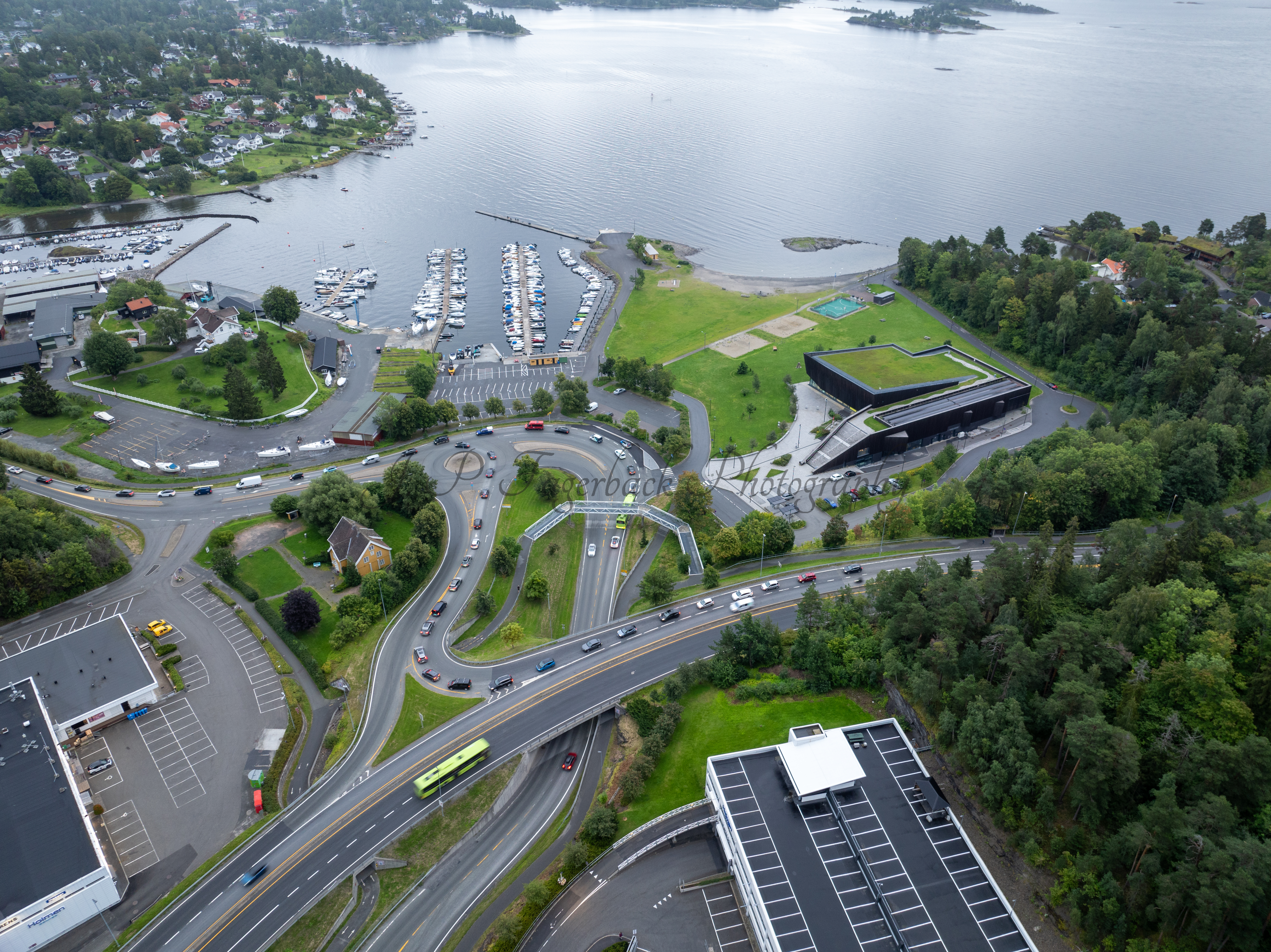 roads with traffic jam on a gloomy day