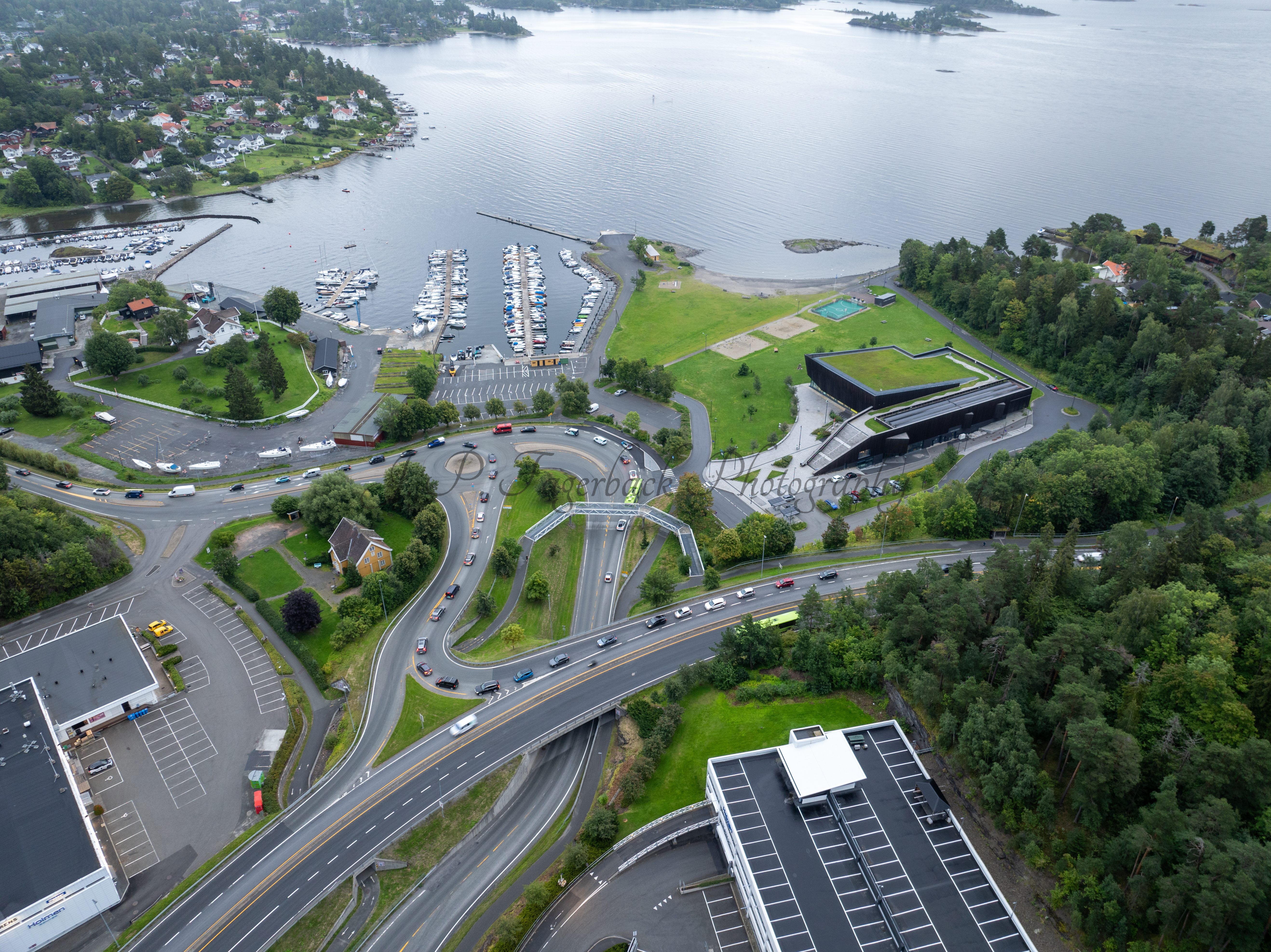 roads with traffic jam on a gloomy day