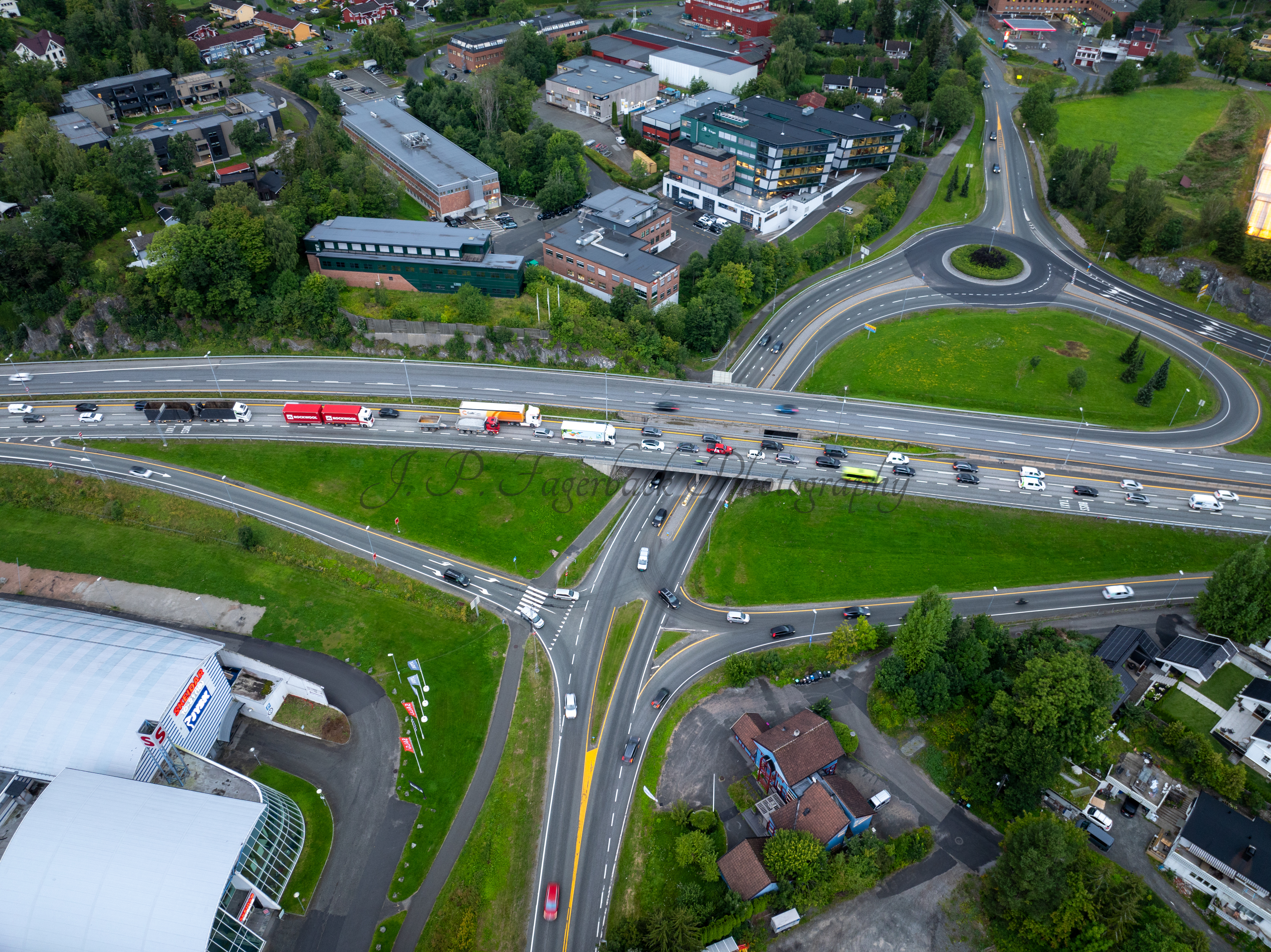 roads with traffic jam on a gloomy day