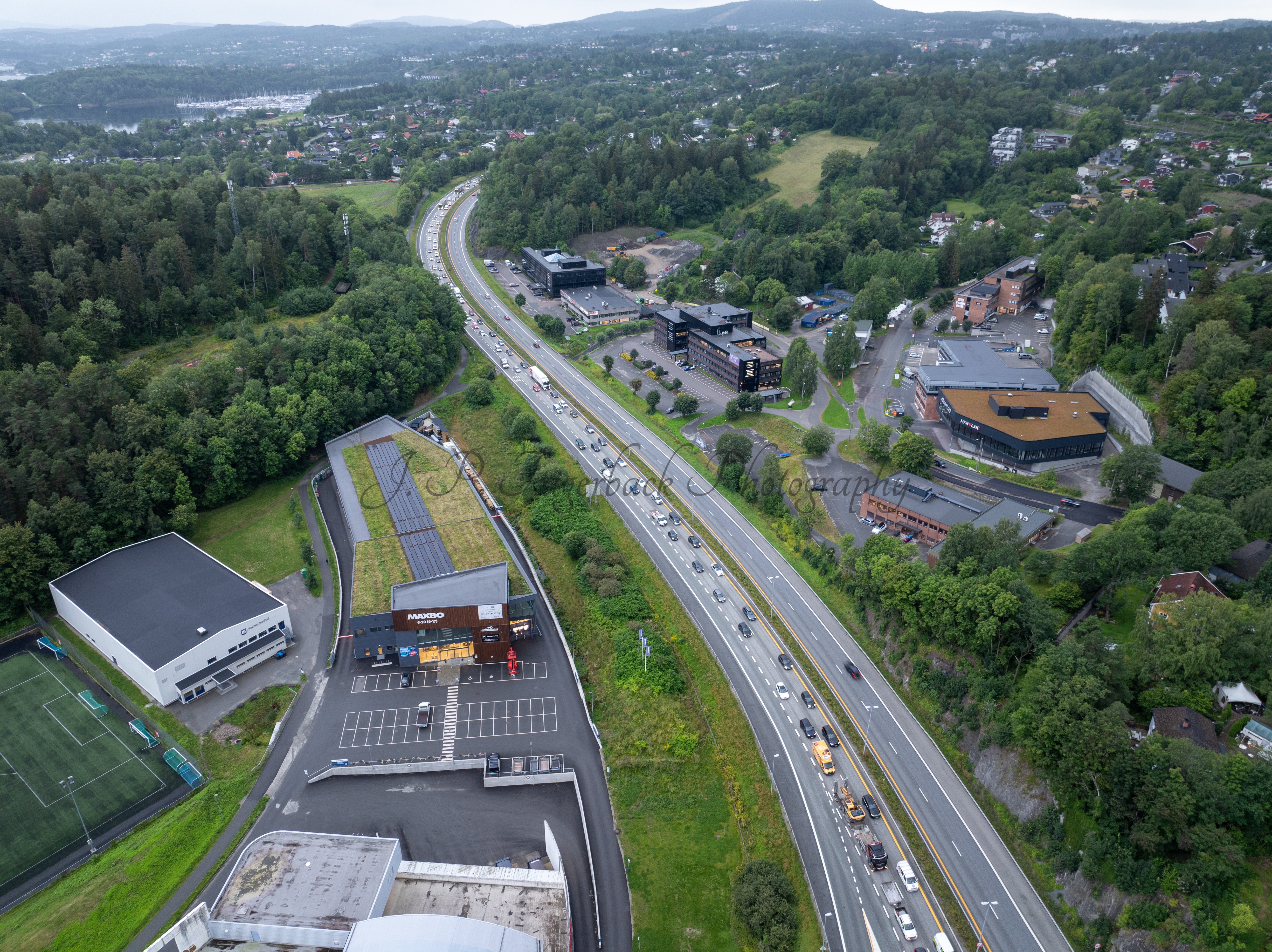 roads with traffic jam on a gloomy day