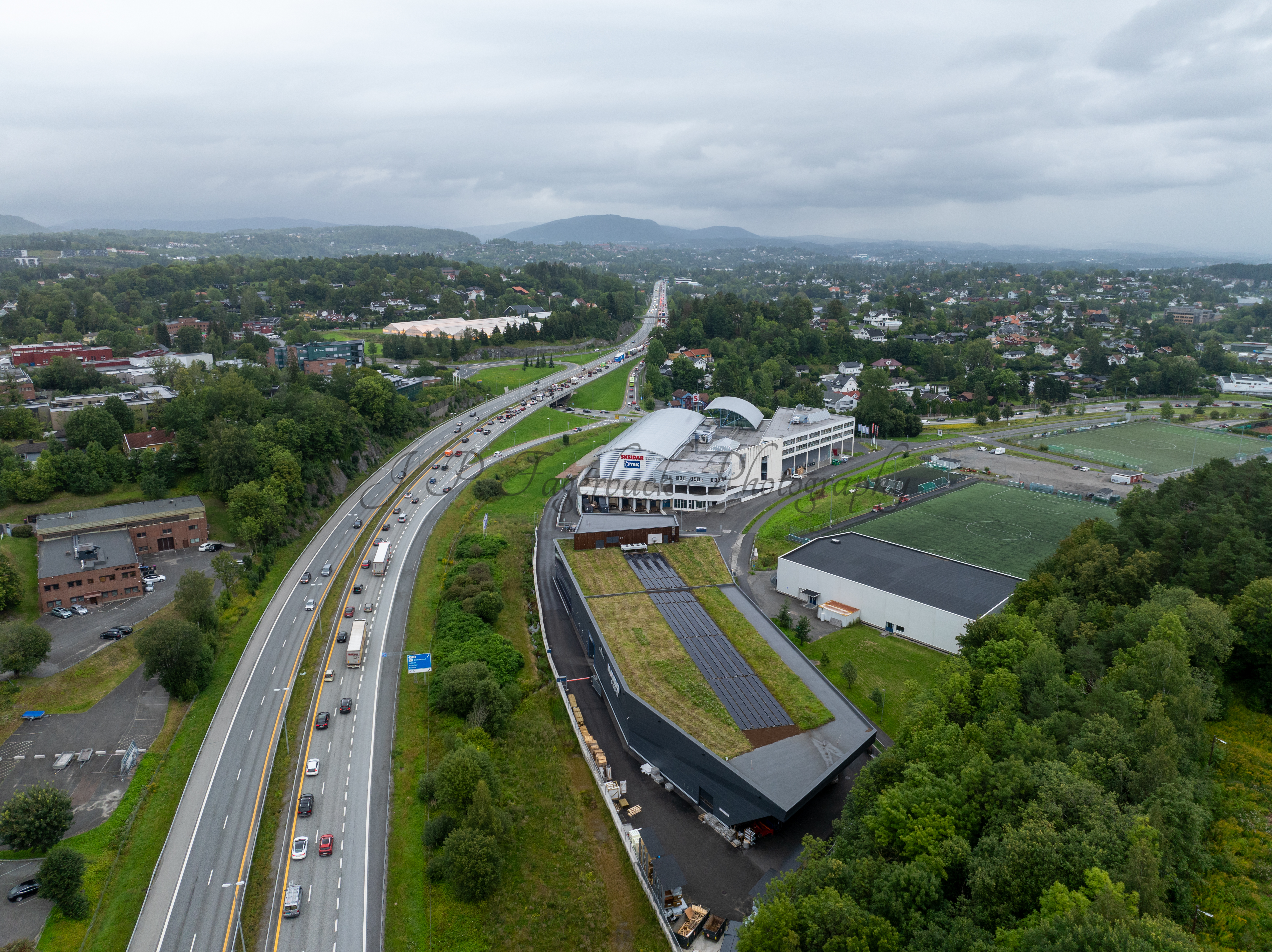 roads with traffic jam on a gloomy day