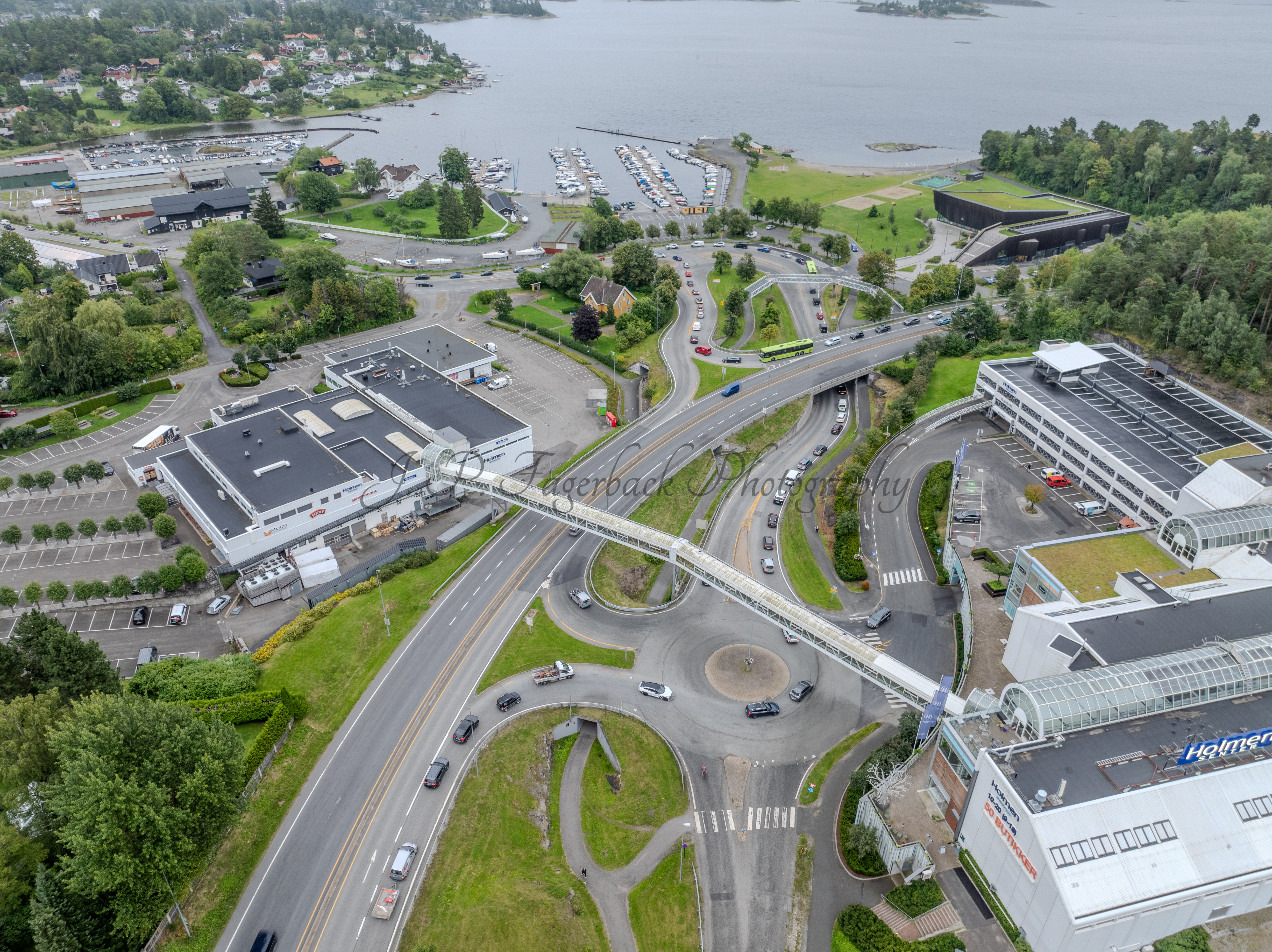 roads with traffic jam on a gloomy day