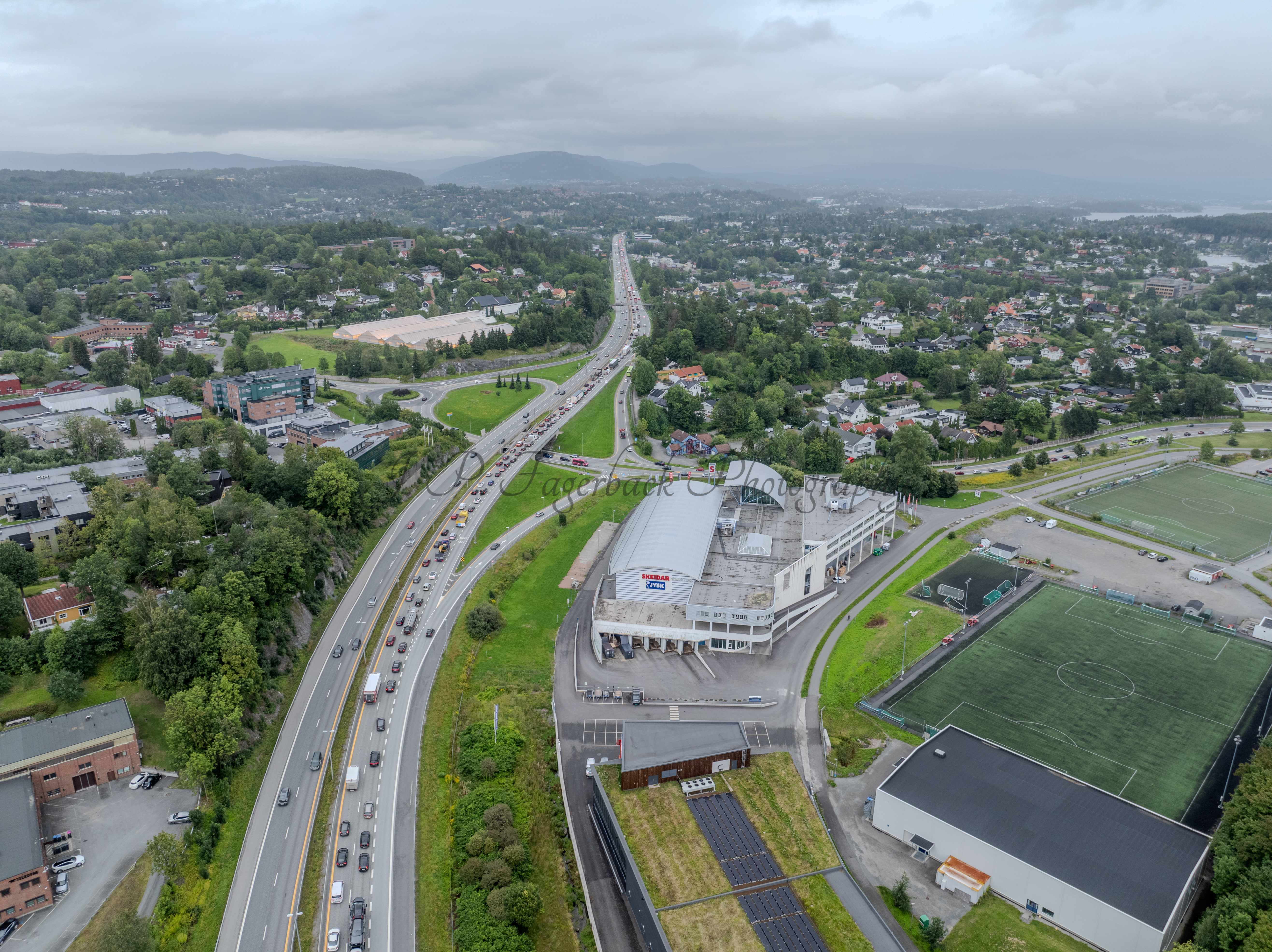 roads with traffic jam on a gloomy day