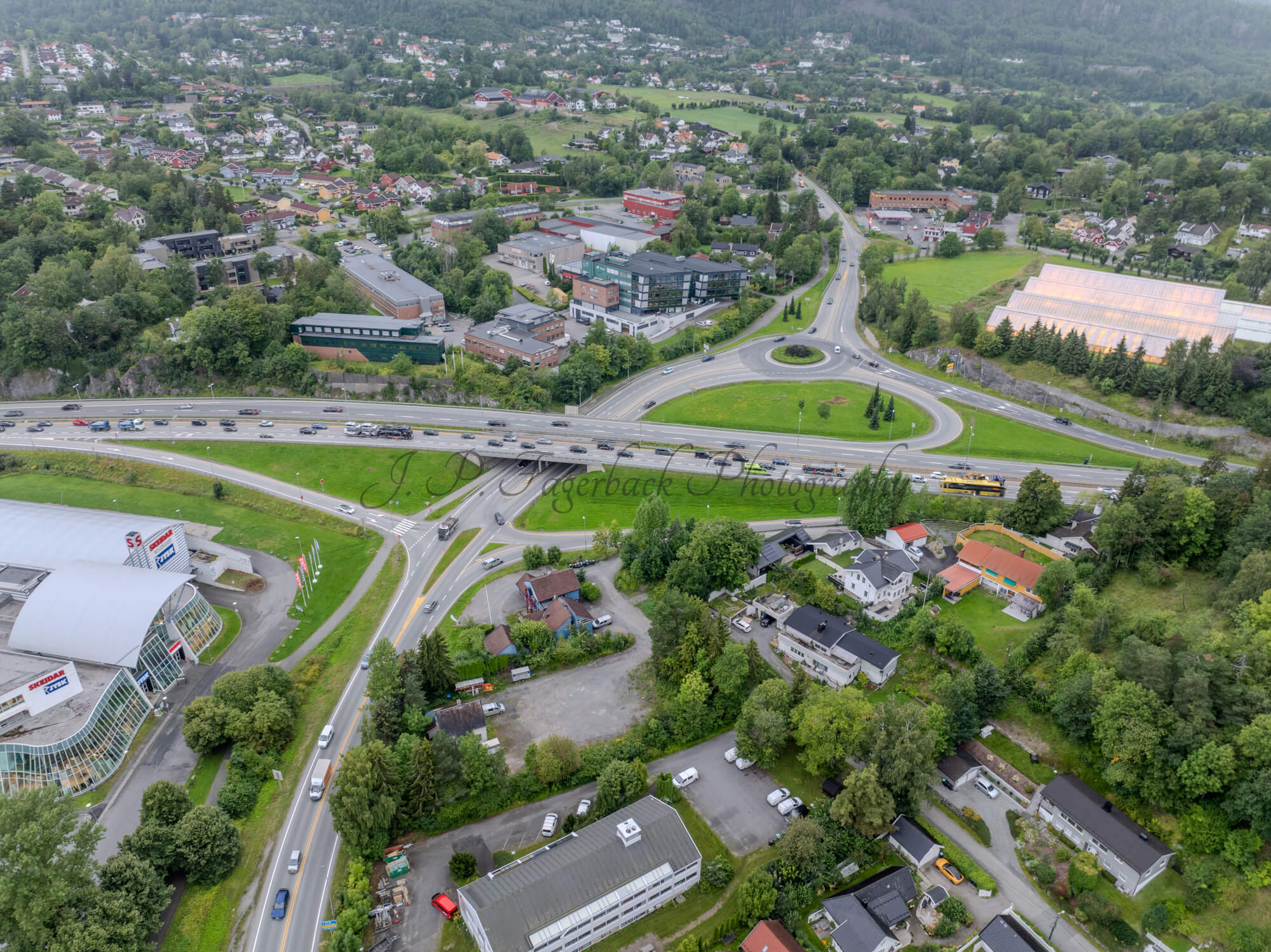 roads with traffic jam on a gloomy day