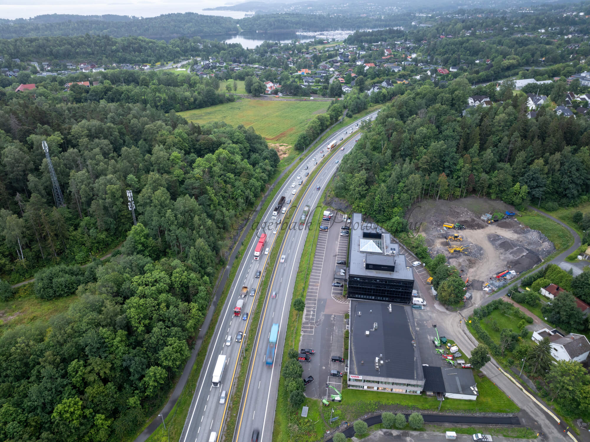 roads with traffic jam on a gloomy day