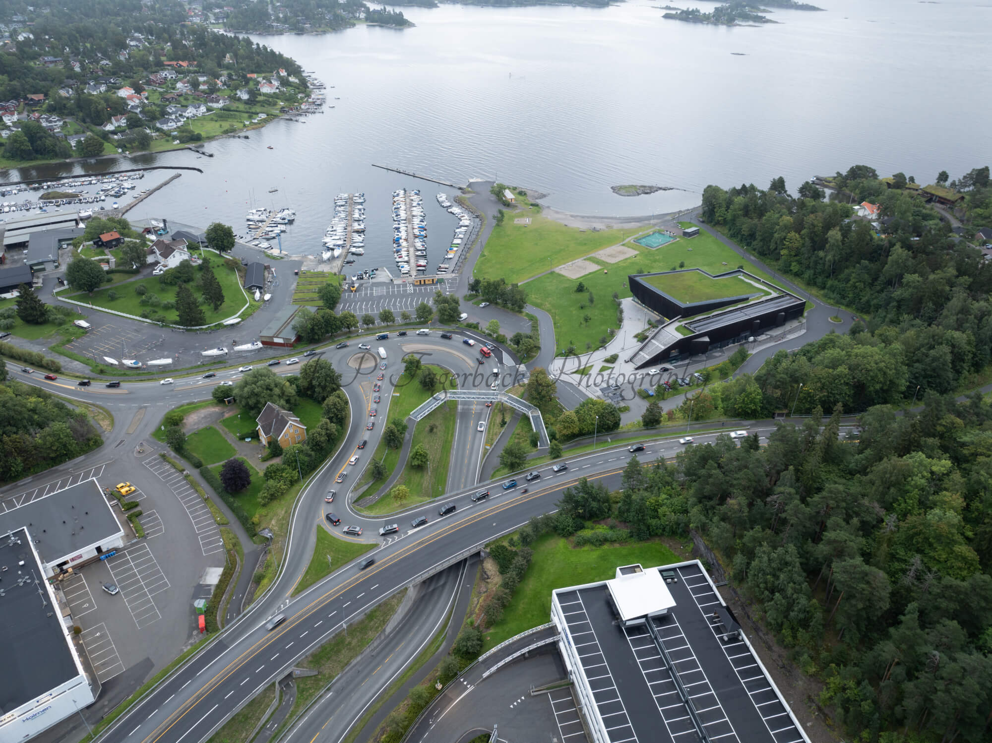 roads with traffic jam on a gloomy day