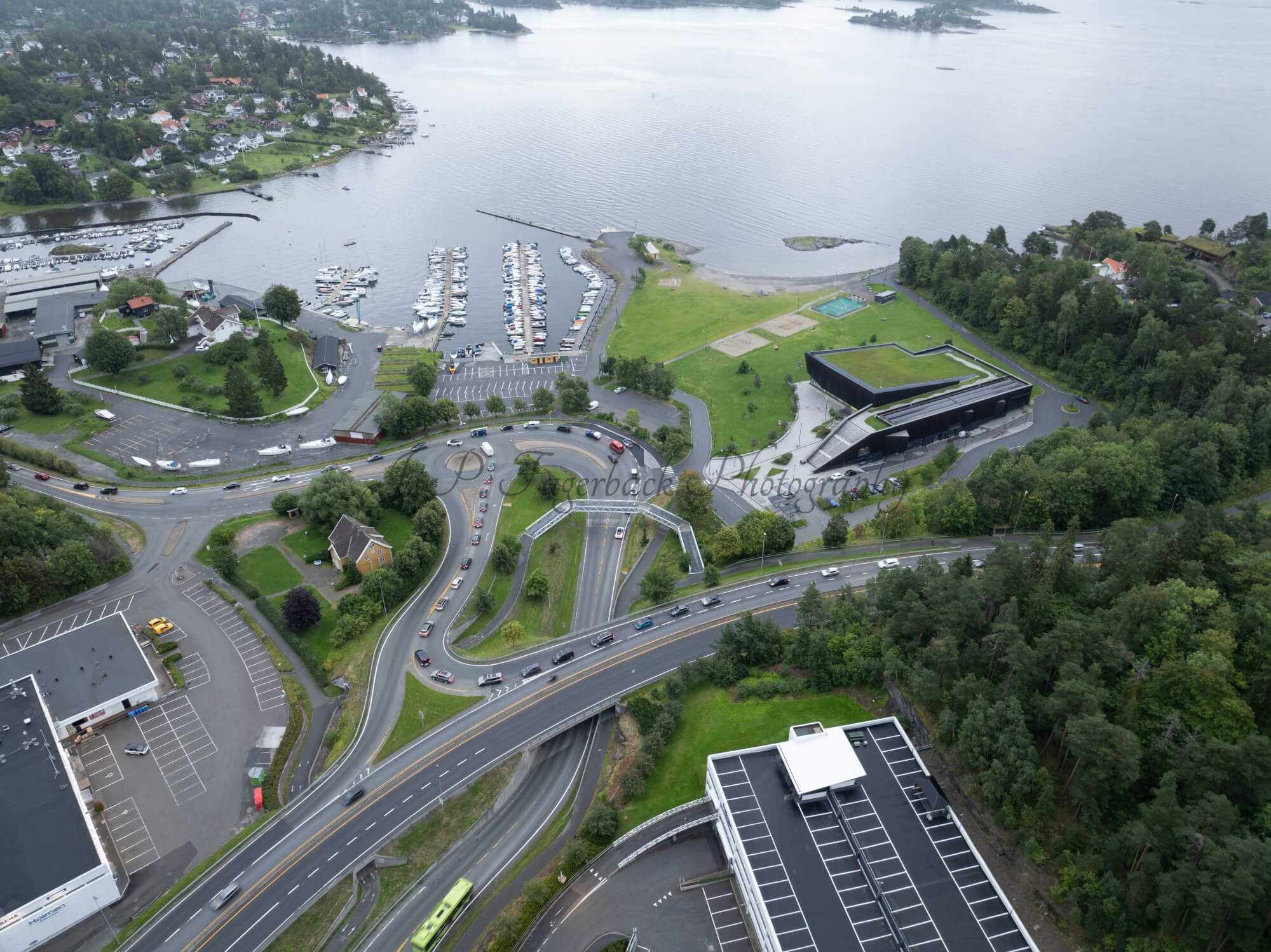 roads with traffic jam on a gloomy day