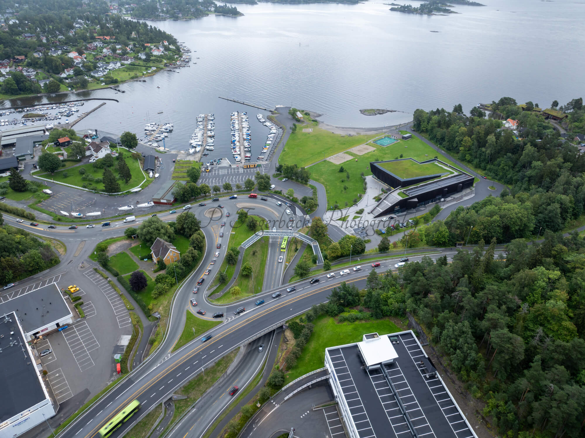roads with traffic jam on a gloomy day