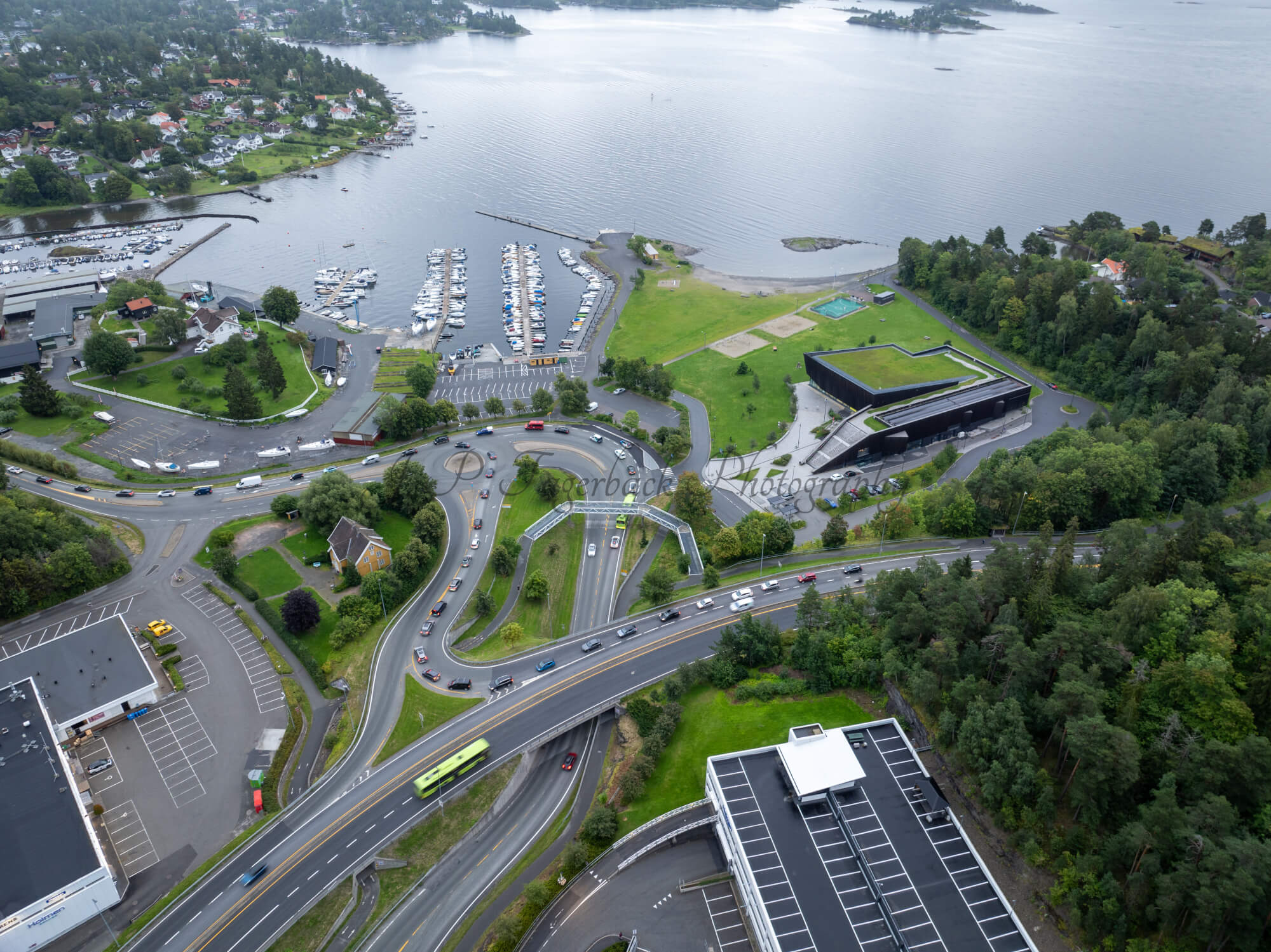 roads with traffic jam on a gloomy day