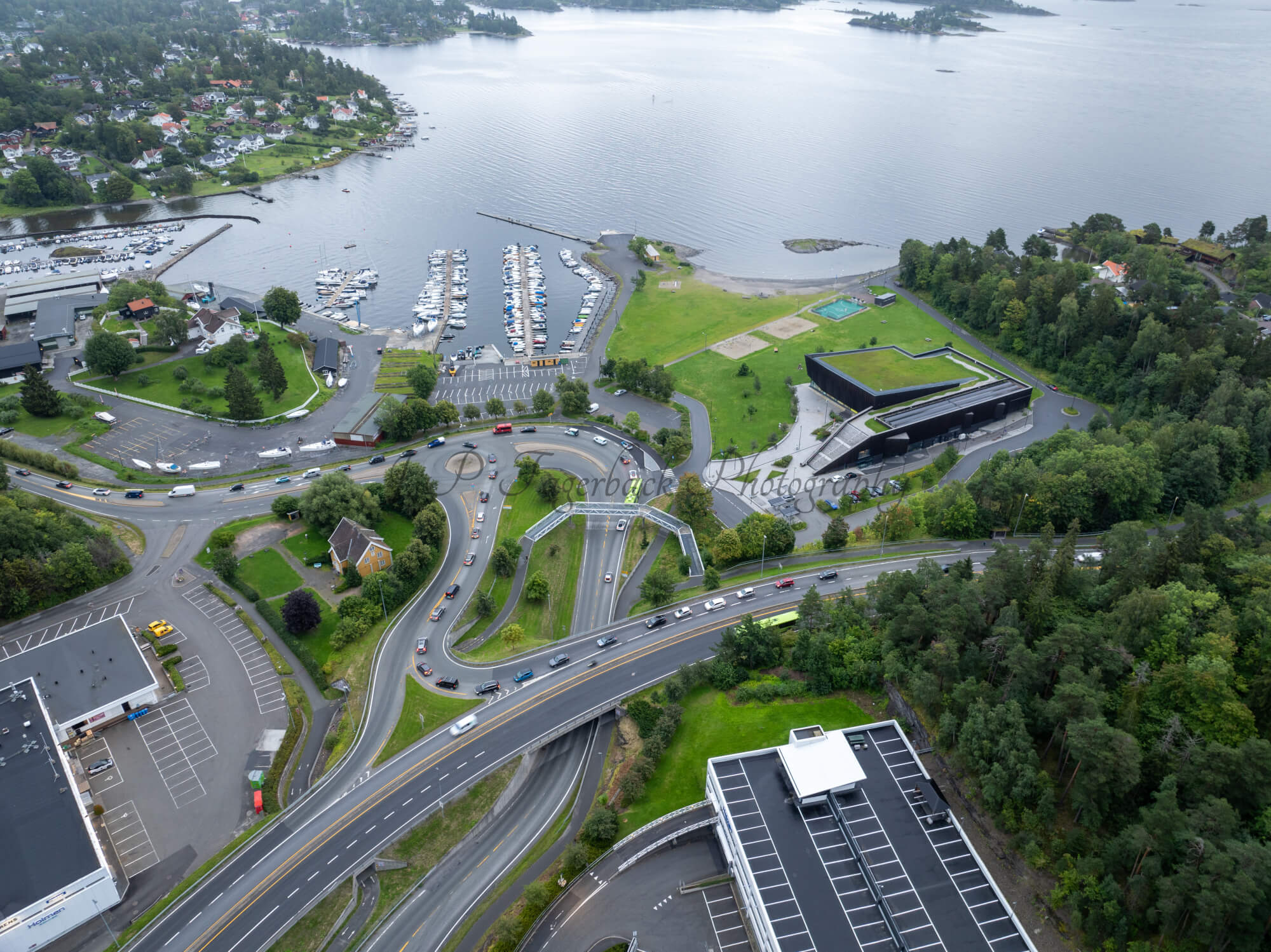 roads with traffic jam on a gloomy day
