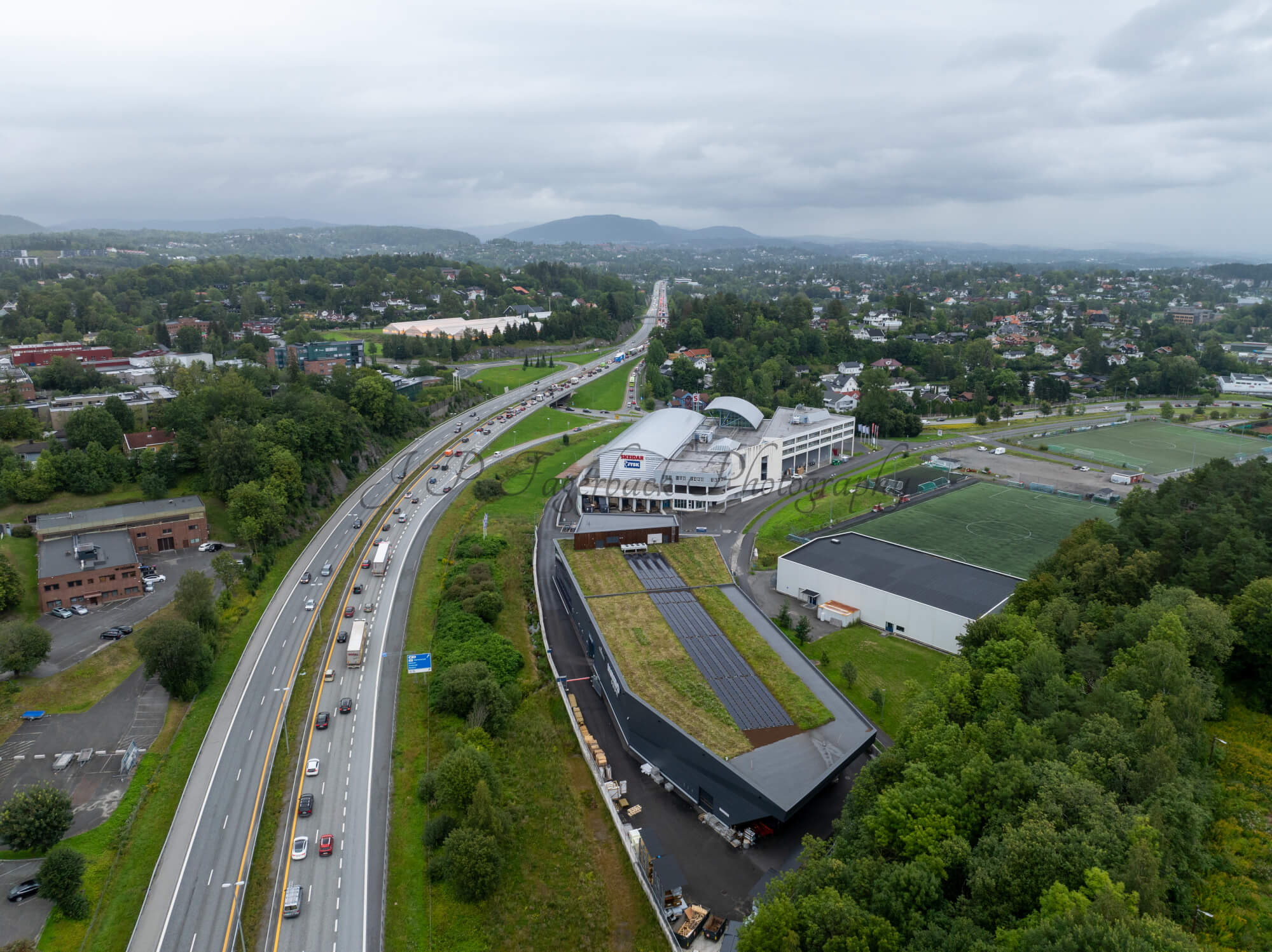 roads with traffic jam on a gloomy day
