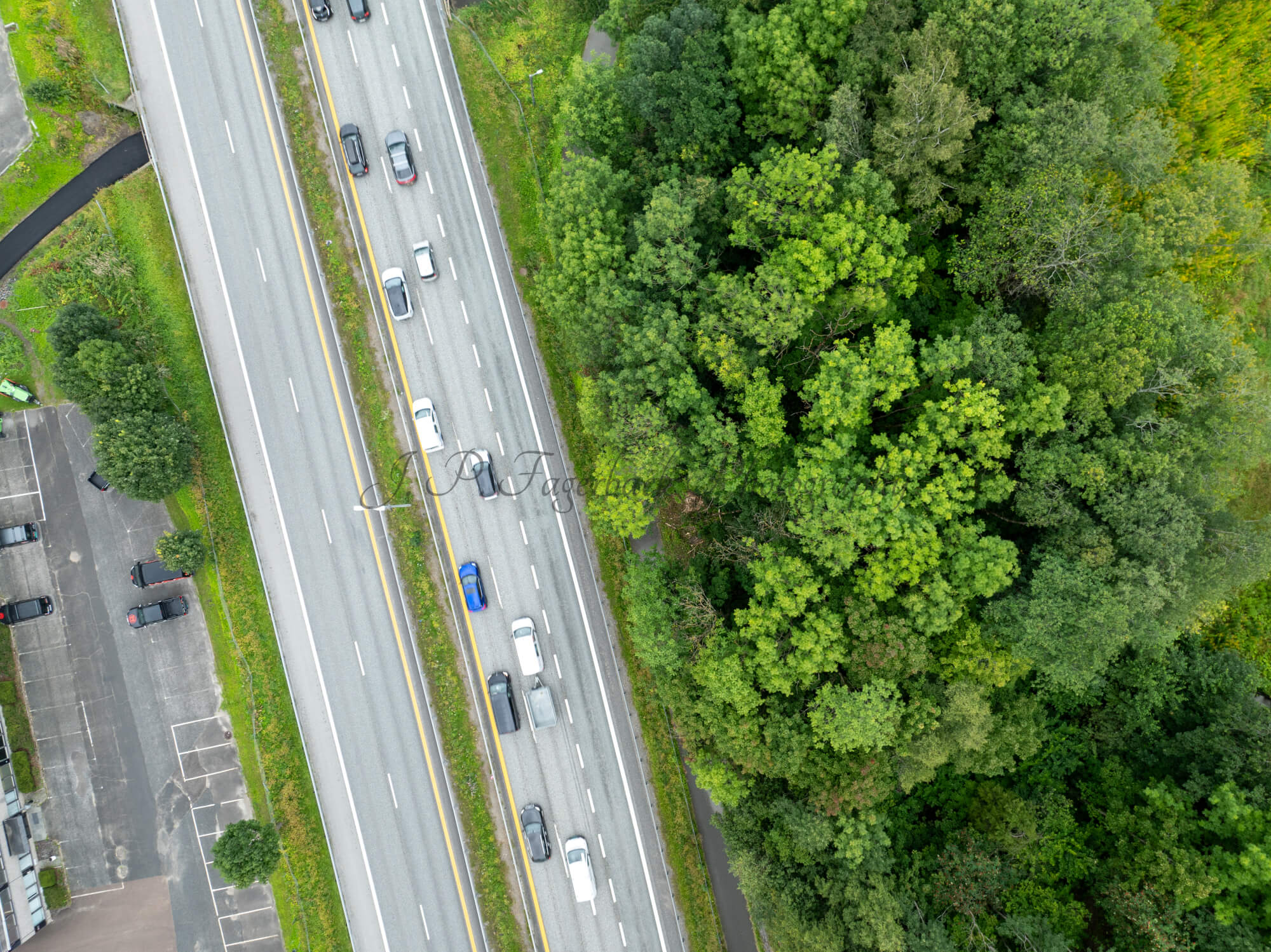 roads with traffic jam on a gloomy day