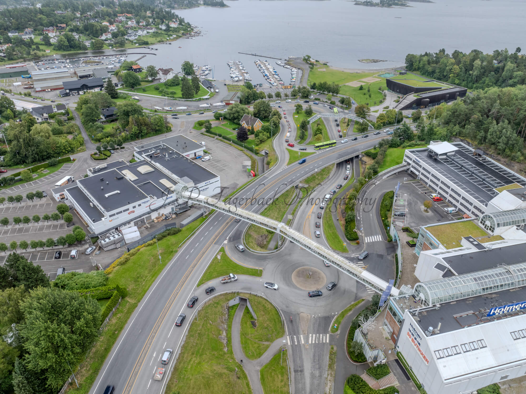 roads with traffic jam on a gloomy day